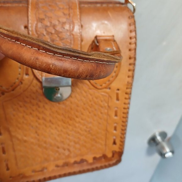 Vintage Tooled Leather Satchel - Picture 12 of 13